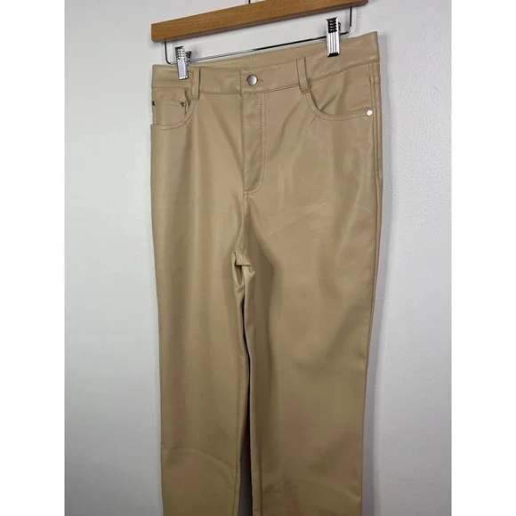 NWT Cami NYC Hanie Vegan Leather Back Pocket Straight Leg Ankle Tan Pant